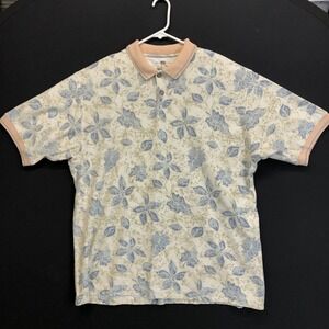 The Skins Game Polo Shirt Golf Shirt XL Men's Short Sleeve Floral‎ Cotton